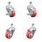 Service Caster 3.5 Inch SS Red Polyurethane Swivel 12mm Threaded Stem Caster Brakes, 2PK SSTS20S3514-PPUB-RED-TLB-M1215-2-S-2 - alternate 1